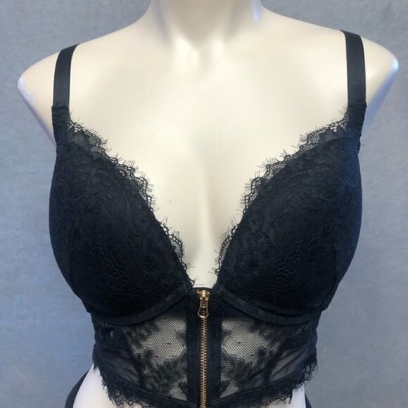La Senza Other - 𝅺💕2/$35 💕 NWOT La Senza Black Lace Front Zipper Closure Bra Top 32/34/D/DD